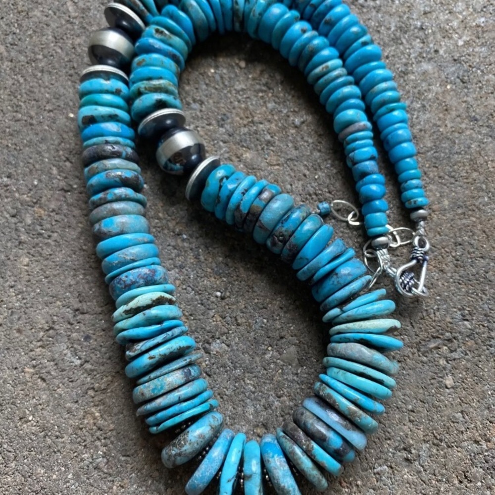 Sterlingsilver Graduated Blueturquoisebeadnecklace - image 8